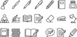 © PJ DeSign - Writing and Stationery Icon Set with Pen, Pencil, Notebook, Paper and Office Symbols for Education, Documentation and Creative Design