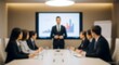 © Anindita - Corporate presentation in modern office business meeting speaker team collaboration and professional background