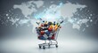 © CreativeArs - ecommerce growth global shopping cart online retail analytics consumer behaviour digital commerce concept transparent background.