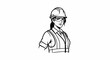 © kera - Stylized illustration of a woman wearing a hard hat, safety glasses, and vest