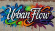 © D - Colorful graffiti calligraphy urban flow on brick wall isolated on a transparent background
