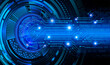 © FamousDesignMarket - Blue circuit board with glowing lights and digital connections technology concept