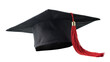 © Thomas - Black graduation cap with red tassel, isolated on transparent background