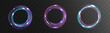 © Olga - Light neon glowing circular rings set isolated on transparent background futuristic energy loop effect collection.