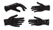 © Mundhut - Four black gloves illustrated on a white background, in different positions. Gloves are shiny