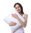 © New Africa - Beautiful woman with pillow on white background