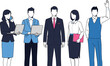 © MdRissalat - Business people characters set with office workers holding laptop phone folder professional corporate vector illustration collection
