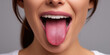 © Keopaserth - Open mouth closeup pink tongue human mouth white tooth lip oral cavity female face isolated background healthy tooth tongue