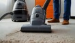 © PakistanGaming - male using dust removal with modern vacuum cleaner. Construction cleaning service, created with generative ai