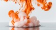 © Pur - Abstract orange liquid blending into white foamy forms against a white backdrop