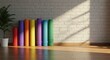 © Retno - Colorful yoga mats against a brick wall lit by sunlight creating shadows
