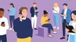 © Myint - Diverse People Using Digital Devices Flat Vector Illustration for Tech Concept