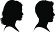 © MDSHAHIN - Black silhouette profiles of a woman and a man facing each other