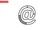 © adek - A black and white vector graphic shows the '@' symbol with partial gray segments