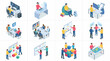 © Dap Dap - A 3D isometric icon set depicting people working in an office environment with various activities.