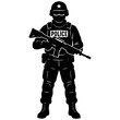© Sefat - Police officer with rifle law enforcement soldier military