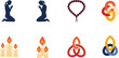 © AqeelAhmad - Prayer silhouettes and ritual objects illustrate meditative practices and spiritual contemplation in a modern design style.