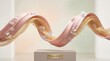 © Лера Стукало - Ethereal flowing fabric with delicate floral accents suspended gracefully above a minimalist pedestal, creating a sense of soft elegance
