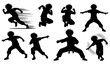 © MdShohagAhammad - Anime boy action silhouette vector set dynamic cool male character poses collection