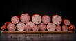 © retirementfun - Eine bunte Vielfalt von geschnittenen Fleischwaren und Wurstsorten, darunter herzhafte Rohwurst, Kochwurst und feiner Schinken, perfekt für Buffets, frisch, Vielfalt, Küche