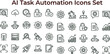 © love you ma - AI task automation outline vector icon set for workflow analytics dashboards interfaces monitoring productivity systems and digital technology applications