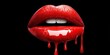 © NovaVision - Futuristic red lips dripping with glossy lipstick on a black background