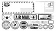 © Artem - Air mail envelope set with postcard postage stamp and postmark