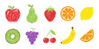 © Artem - Apple pear strawberry orange lemon fruit wax crayon drawing set