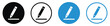 © bibin - Pencil writing on a straight line icons. Professional vector graphics in blue and black variants, featuring solid circles and outlined frames. Perfect for signature or edit status indicators.