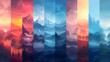 © FkGallery - Abstract mountain landscapes with vibrant atmospheric color gradients in vertical panels