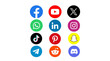 © SAI CREATIVE - Colorful collection of popular social media app icons including Facebook, YouTube, X, WhatsApp, LinkedIn, Instagram, TikTok, Pinterest, Snapchat, Telegram, Reddit and Discord in round designs