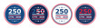 © Helen - 250 anniversary us badges set in patriotic style. Collection of labels, stickers and emblems for Independence Day, banners and celebration designs