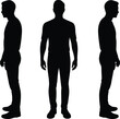 © SUMAIA - Three black silhouettes of a man in different poses on white