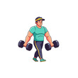 © barbossa - Man walking with dumbbells, fitness workout, strength training, healthy lifestyle