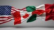 ©  JH Visual Studio - Flags of usa, canada, and mexico waving together in the wind