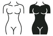 © Ярослав Дацко - female body icon, human anatomy torso silhouette and outline vector illustration isolated on transparent background