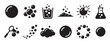 © Mr. Stocker - Collection of various black bubble icons, including single bubbles, groups, foam, and a beaker, presented in a clean, graphic style