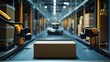 © sevector - Automated distribution center with robotic arms moving packages on a conveyor belt, showcasing smart factory logistics, ai driven automation and efficient warehouse fulfillment systems