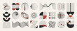 © TWINS DESIGN STUDIO - Hand drawn abstract minimal element mid century vector set. Aesthetic contemporary stripe line art, geometric shape in monochrome. Art form design for wall art, decoration, wallpaper.