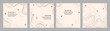 © VVadi4ka - Vector illustration. Topographic map templates. Contour lines, dotted paths, and pin icons on a perspective grid background. Minimalist vintage design for social media background, web banner