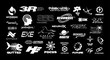 © SergeyBitos - Fictional tech, streetwear, and industrial logos. Y2K Fake logo collection. Ideal for branding mockups, digital design concepts, streetwear prints. Industry and brands logotypes. Vector graphic set