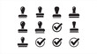 © ARIF ABSAR APON - Collection of stamp and checkmark icons for approval, validation and certified document concepts in minimal vector style
