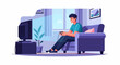 © Faruq - Man Relaxing on Sofa with Game Controller.
