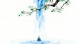 © Arun168 - Quiet Mind Meditation Under Waterfall isolated watercolor vector illustration svg