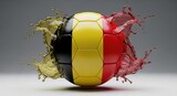 Belgium flag soccer ball with dynamic splash effect, sports illustration.