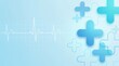 © Md Arif Babu - Medical healthcare background with blue cross icons, heartbeat pulse line on soft gradient, clinical science wallpaper for hospital presentation