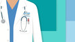 © Dachuan - The image presents a close-up view of a doctor in a lab coat, showcasing a stethoscope and name badge, symbolizing professionalism in the medical field.