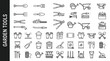 © Александр Михайлюк - Garden tools including shovel, spade, rake, hoe, pitchfork, trowel, hand fork, cultivator, pruning shears, garden scissors, hedge