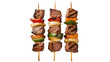 © Vasilis - Three grilled beef skewers with bell peppers and onions, isolated on transparent background