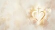 © Eve - Dreamy abstract Christian cross and heart with soft bokeh light. Spiritual artistic background for religious mindfulness, church worship, and divine love messages.